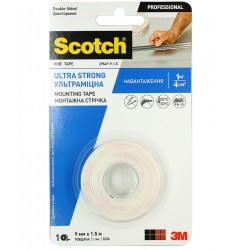 3M™ Монтажна двостороння стрічка VHB™ для складних поверхонь, товщина 1,1 мм, 9 мм х 1,5 м, біла