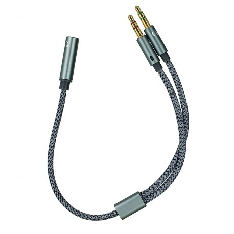 Кабель Аудіо 0.25м 2x3.5/3.5mm джек штекер-гніздо, Essager