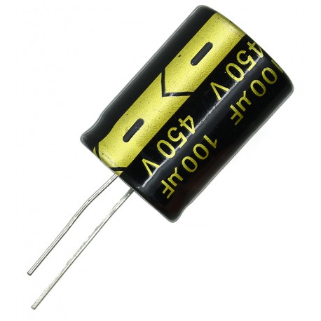 Конденсатор электролитический 100 uF 450 V, 105°C, d22 h30 (Long Life)