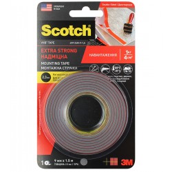 3M™ Двухсторонний скотч монтажный, строительный, VHB 9мм х 1,5м, толщина 2.3 мм