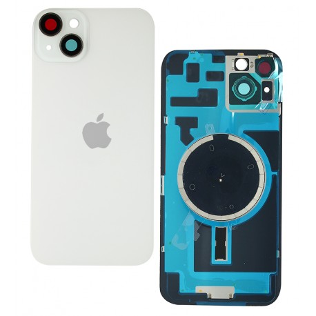 Задняя панель корпуса для iPhone 14 Plus, белая, со стеклом камеры, Starlight, small hole