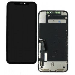 Дисплей для Apple iPhone 11, чорний, з рамкою, оригінал (переклеєне скло), з пластиками камери та давача наближення, Toshiba/Sharp version Дисплей для Apple iPhone 11, чорний, з рамкою, оригінал (переклеєне скло), з пластиками камери та давача наближення, Toshiba/Sharp version