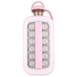 Силиконовая форма для льда на 17 шариков ICE CUBE TRAY / Бутылка переносная для круглого льда (Розовый)