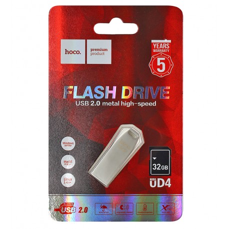 Флешка 32 Gb Hoco UD4, USB 2.0, срібляста