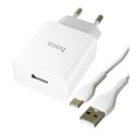 Зарядний пристрій Hoco C81A USB, 2.1A + кабель USB - Type-C, білий