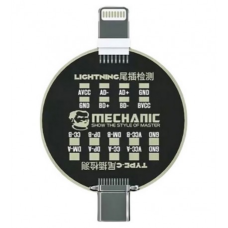 Тест кабель для перевірки конектора зарядки Mechanic T810, Lightning для Apple, USB тип-C