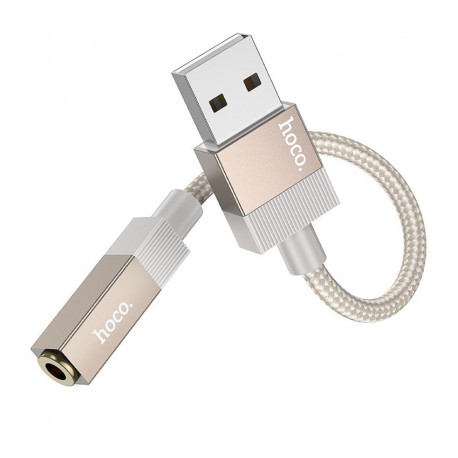Адаптер перехідник Hoco UPA32D, USB to Jack 3.5, золотий