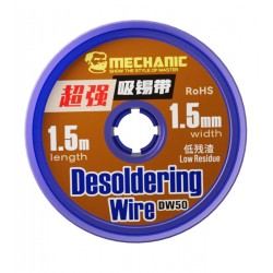 Стрічка для випаювання Mechanic DW50 1515, ш. 1,5 мм, д. 1,5 м Стрічка для випаювання Mechanic DW50 1515, ш. 1,5 мм, д. 1,5 м