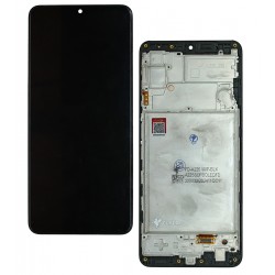 Дисплей для Samsung A225 Galaxy A22, черный, с рамкой, FLYCDI, с широким ободком, (OLED)