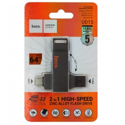 Флешка 64GB, Hoco UD15, Type-C/ USB3.2, metal gray Флешка 64GB, Hoco UD15, Type-C/ USB3.2, metal gray