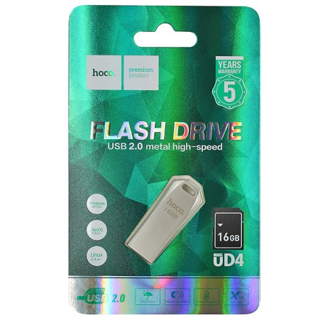 Флешка 16 Gb Hoco UD4, USB 2.0, срібляста
