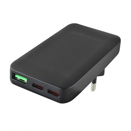 Зарядное устройство Acefast GaN A100 |2Type-C/1USB, 65W/5A, PD/QC|, черное
