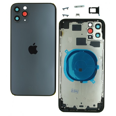 Корпус для iPhone 11 Pro Max, серый, с держателем SIM-карты, с боковыми кнопками Корпус для iPhone 11 Pro Max, серый, с держателем SIM-карты, с боковыми кнопками