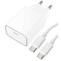 Зарядное устройство Hoco C143A Type-C PD20W, белый + кабель Type-C to Type-C Зарядное устройство Hoco C143A Type-C PD20W, белый + кабель Type-C to Type-C