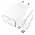 Зарядное устройство Hoco C143A Type-C PD20W, белый + кабель Type-C to Lightning