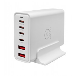 Зарядное устройство WUW-C214 Gan PD200Вт, QC3.0 3A, 4Type-C + 2USB|, белое