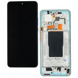 Дисплей для Xiaomi 12T, 12T Pro, синій, з рамкою, High quality, (OLED), 22081212UG, 22081212G, 22071212AG