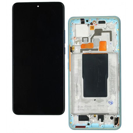 Дисплей для Xiaomi 12T, 12T Pro, синий, с рамкой, High quality, (OLED), 22081212UG, 22081212G, 22071212AG
