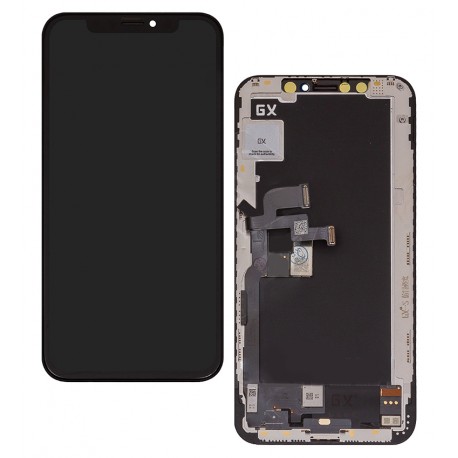 Дисплей для Apple iPhone XS, черный, с рамкой, High Quality, (AMOLED), GX OEM soft Дисплей для Apple iPhone XS, черный, с рамкой, High Quality, (AMOLED), GX OEM soft