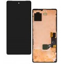 Дисплей для Google Pixel 7, чорний, з рамкою, оригінал (переклеєне скло), GVU6C, GQML3