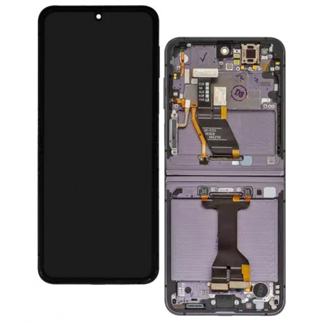 Дисплей для Samsung F731 Galaxy Z Flip5, черный, с рамкой, оригинал (переклеенное стекло)