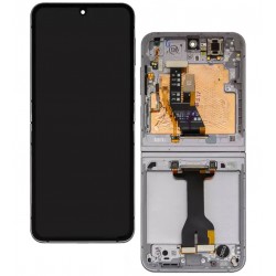 Дисплей для Samsung F741 Galaxy Z Flip6, серый, с рамкой, оригинал (переклеенное стекло), Silver Shadow