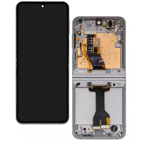 Дисплей для Samsung F741 Galaxy Z Flip6, серый, с рамкой, оригинал (переклеенное стекло), Silver Shadow Дисплей для Samsung F741 Galaxy Z Flip6, серый, с рамкой, оригинал (переклеенное стекло), Silver Shadow