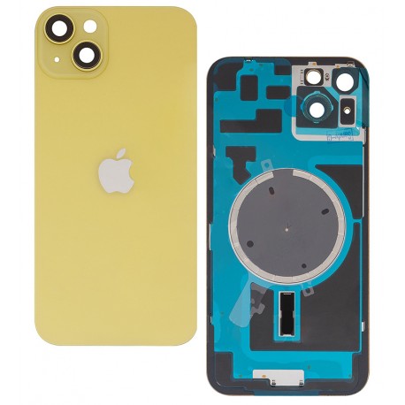 Задняя панель корпуса для Apple iPhone 14 Plus, желтый, со стеклом камеры, High Quality, Yellow