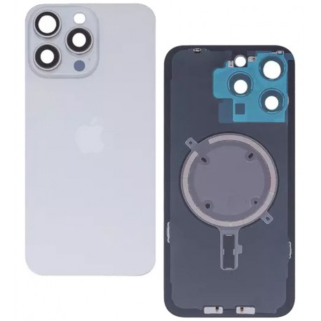 Задня панель корпуса для Apple iPhone 15 Pro Max, білий, із склом камери, High Quality
