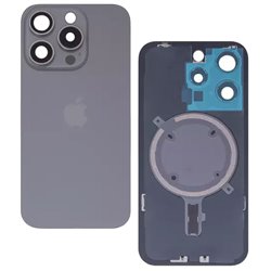 Задняя панель корпуса для Apple iPhone 15 Pro, серый, со стеклом камеры, High Quality, Natural Titanium Задняя панель корпуса для Apple iPhone 15 Pro, серый, со стеклом камеры, High Quality, Natural Titanium