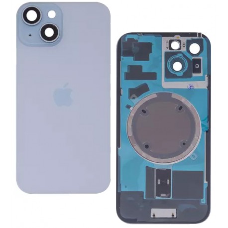 Задняя панель корпуса для Apple iPhone 15, голубой, со стеклом камеры, High Quality