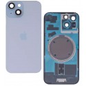 Задняя панель корпуса для Apple iPhone 15, голубой, со стеклом камеры, High Quality