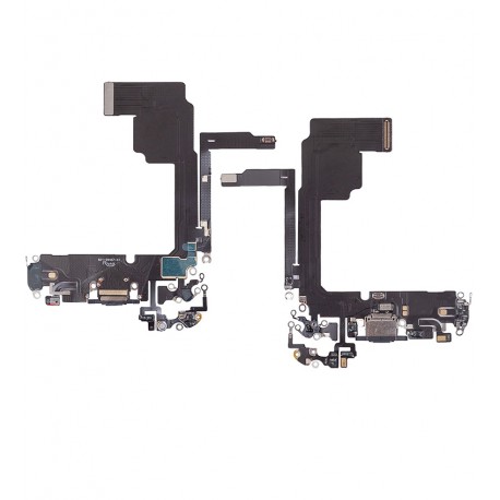 Шлейф для Apple iPhone 15 Pro, коннектора зарядки, синий, с микрофоном, High quality