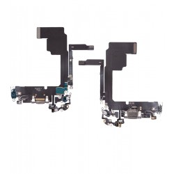 Шлейф для Apple iPhone 15 Pro, конектора зарядки, сірий, з мікрофоном, High quality, Natural Titanium