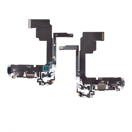Шлейф для Apple iPhone 15 Pro, коннектора зарядки, черный, с микрофоном, High quality