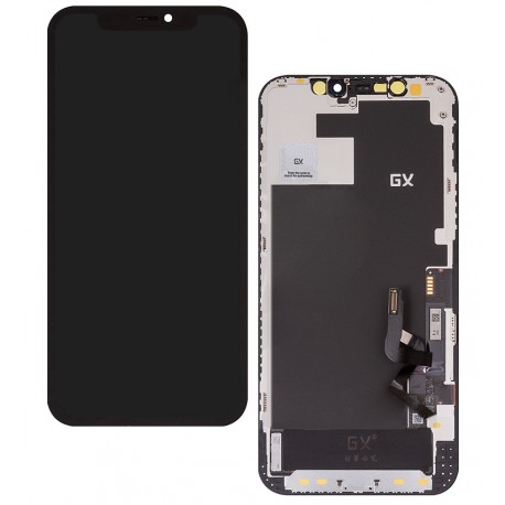 Дисплей для Apple iPhone 12, iPhone 12 Pro, чорний, з рамкою, (AMOLED), GX OEM soft Дисплей для Apple iPhone 12, iPhone 12 Pro, чорний, з рамкою, (AMOLED), GX OEM soft