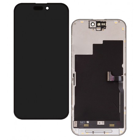 Дисплей для Apple iPhone 15 Pro, черный, с рамкой, оригинал (переклеенное стекло)