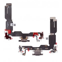 Шлейф для Apple iPhone 15 Plus, конектора зарядки, чорний, з мікрофоном, High quality Шлейф для Apple iPhone 15 Plus, конектора зарядки, чорний, з мікрофоном, High quality