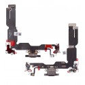 Шлейф для Apple iPhone 15 Plus, конектора зарядки, чорний, з мікрофоном, High quality