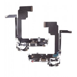 Шлейф для Apple iPhone 15 Pro Max, конектора зарядки, білий, з мікрофоном, High quality