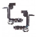 Шлейф для Apple iPhone 15 Pro Max, коннектора зарядки, белый, с микрофоном, High quality