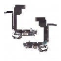 Шлейф для Apple iPhone 15 Pro Max, коннектора зарядки, черный, с микрофоном, High quality