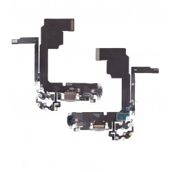 Шлейф для Apple iPhone 15 Pro, конектора зарядки, білий, з мікрофоном, High quality