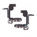 Шлейф для Apple iPhone 15 Pro, коннектора зарядки, белый, с микрофоном, High quality
