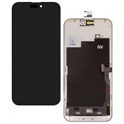 Дисплей для Apple iPhone 15 Pro Max, чорний, з рамкою, High Quality, (AMOLED), GX OEM soft, 120Hz