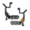 Шлейф для iPhone 14 Pro, конектора зарядки, сірий, з мікрофоном, з компонентами, Original (PRC), silver