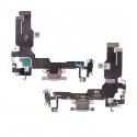 Шлейф для Apple iPhone 15, коннектора зарядки, голубой, с микрофоном, High quality