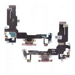 Шлейф для Apple iPhone 15, коннектора зарядки, розовый, с микрофоном, High quality