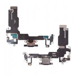 Шлейф для Apple iPhone 15, коннектора зарядки, черный, с микрофоном, High quality