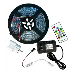 Светодиодная лента для фоновой подсветки ТВ (LED 3528/5050 MAGIC STRIP RGB 5m 150 Led/Программ.бег/12V-220V с пультом/ IP65